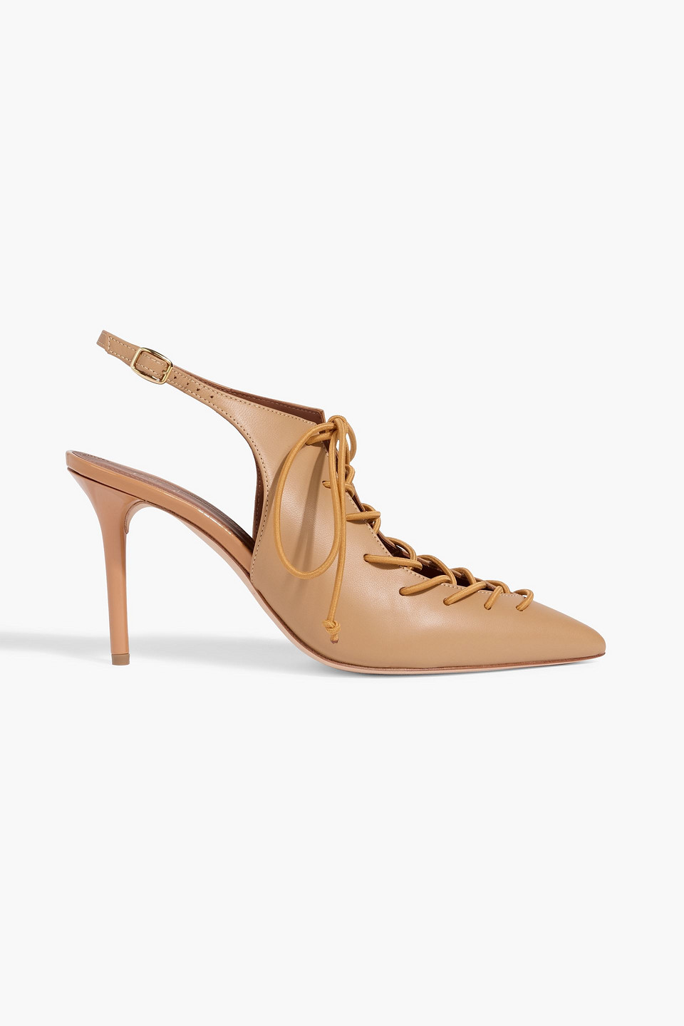 Alessandra 85 lace-up leather slingback pumps