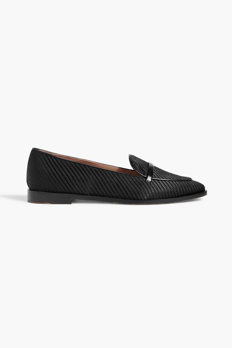 Malone Souliers Barry Leather-trimmed Woven Loafers In Black