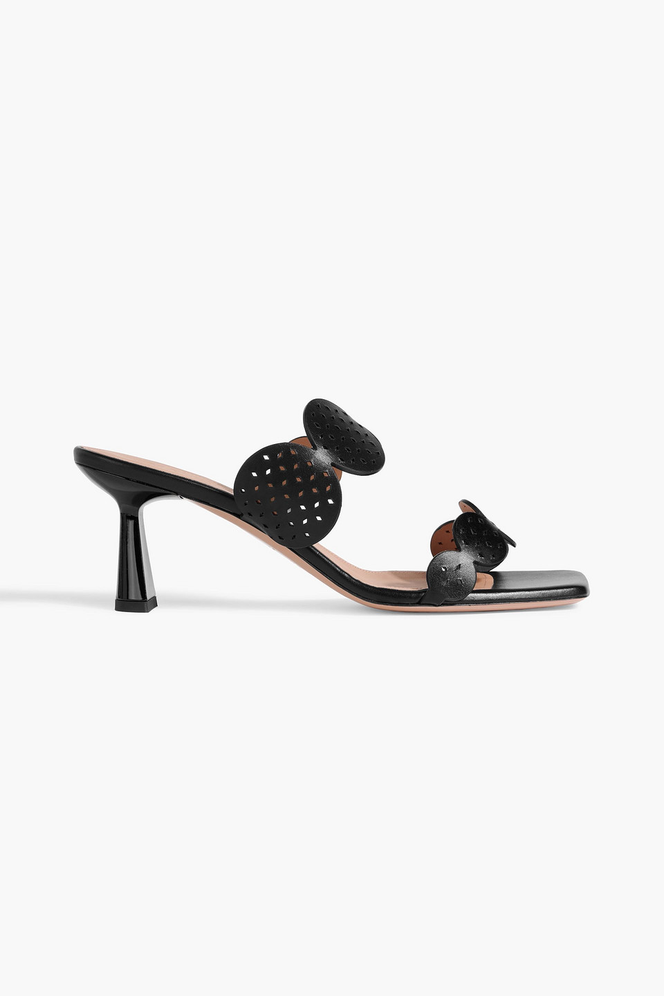 Malone Souliers Trish 65 Laser-cut Leather Mules In Black