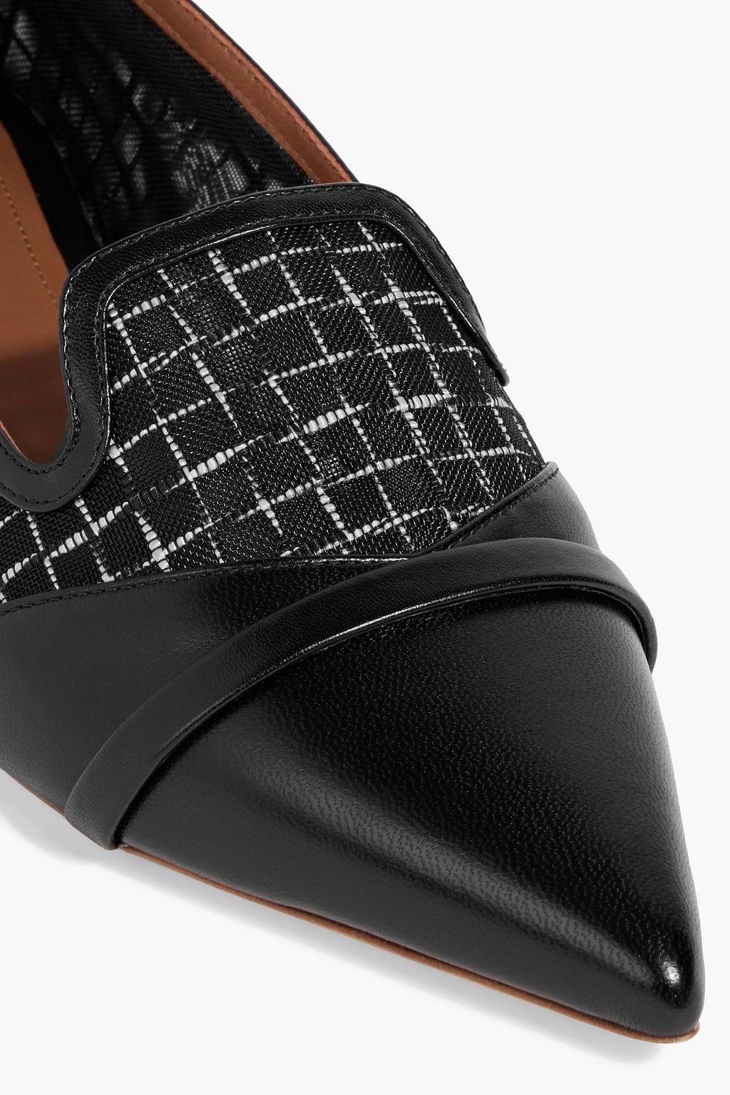 MALONE SOULIERS Romy embroidered mesh and leather point-toe flats