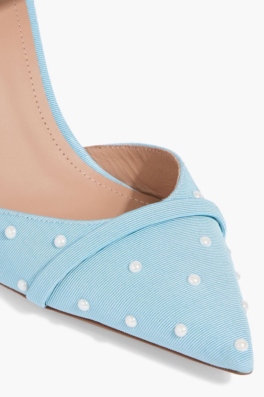 MALONE SOULIERS Uma 80 faux pearl-embellished faille mules