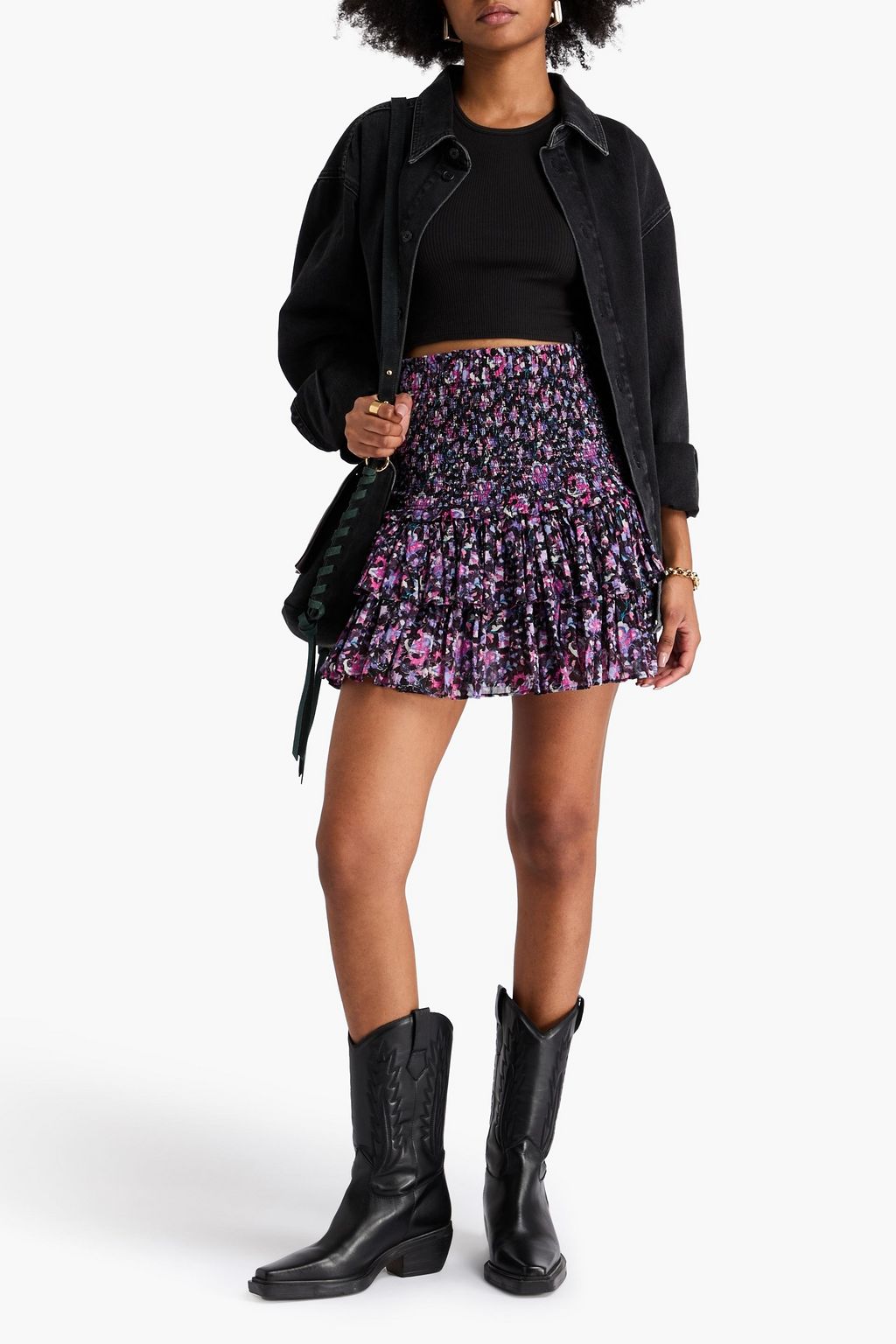 MARANT ÉTOILE Naomi tiered printed cotton-voile mini skirt