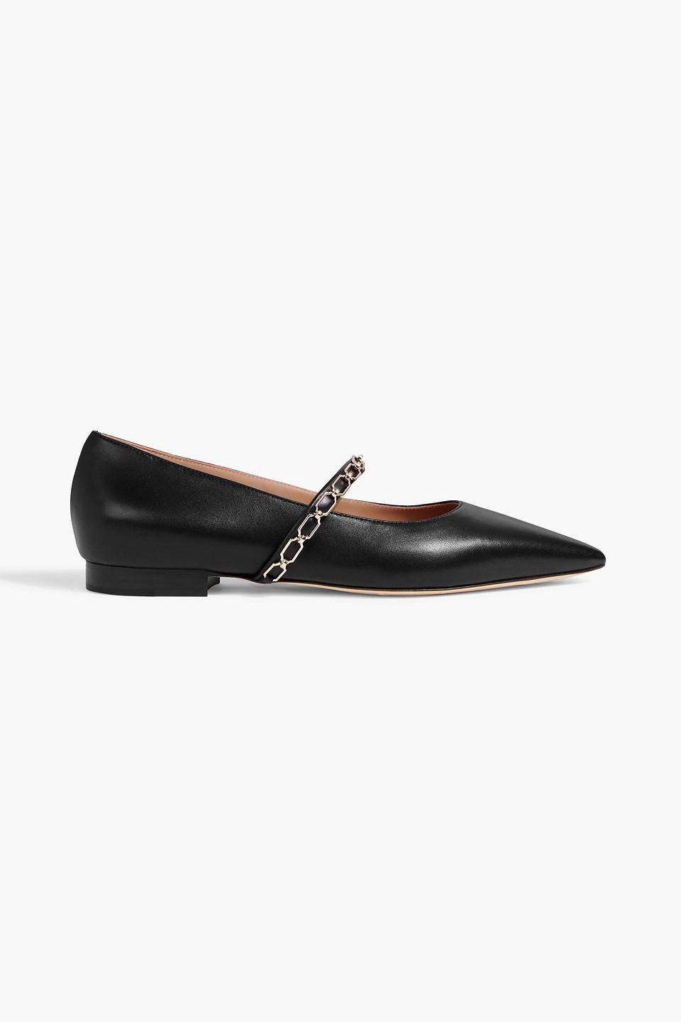 Virna chain-embellished leather Mary Jane flats