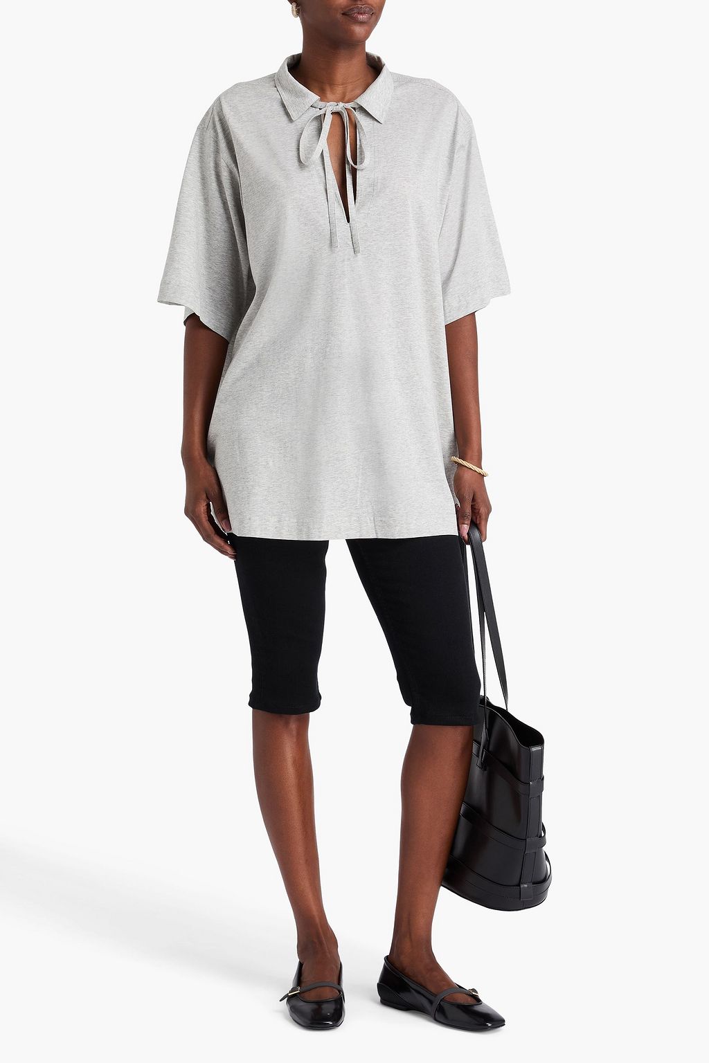 TOTEME Tie-detailed cotton-jersey top