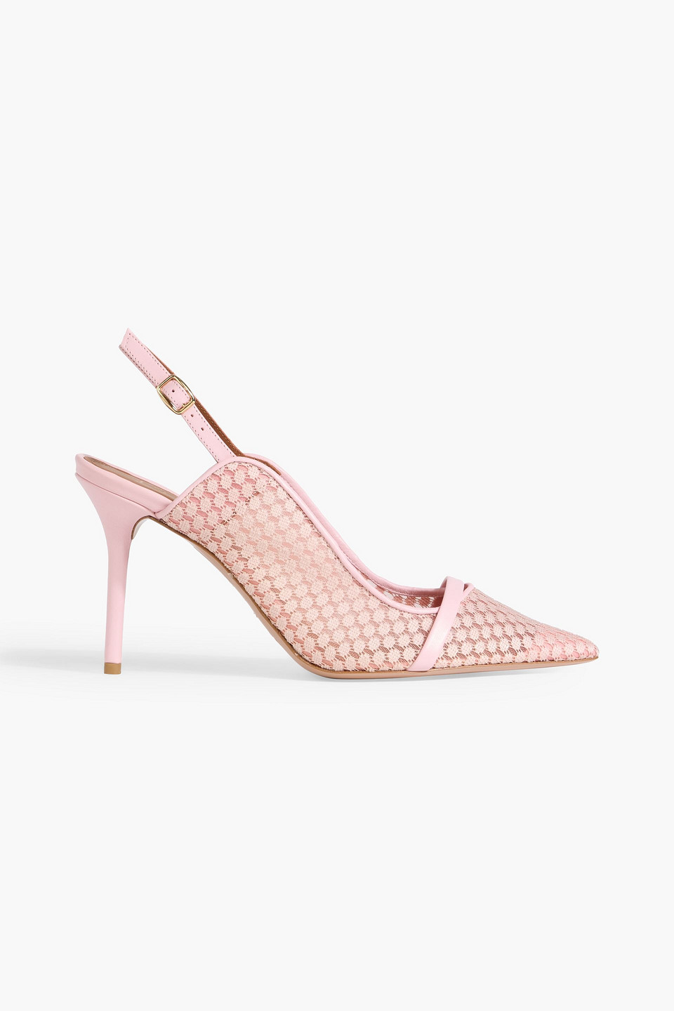 Marion 85 leather-trimmed lace slingback pumps