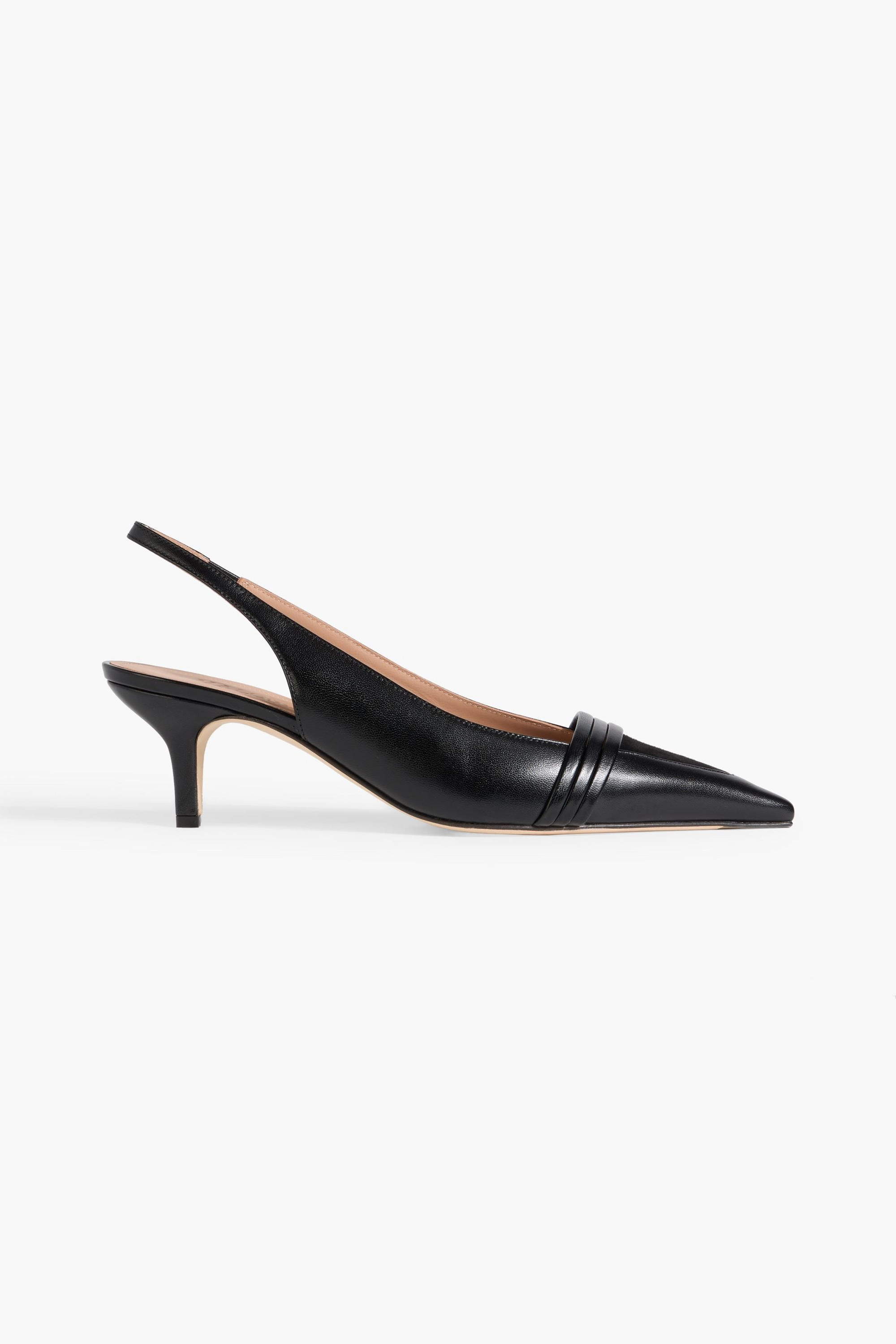 Malone Souliers Tanner 45 suede-trimmed leather slingback pumps