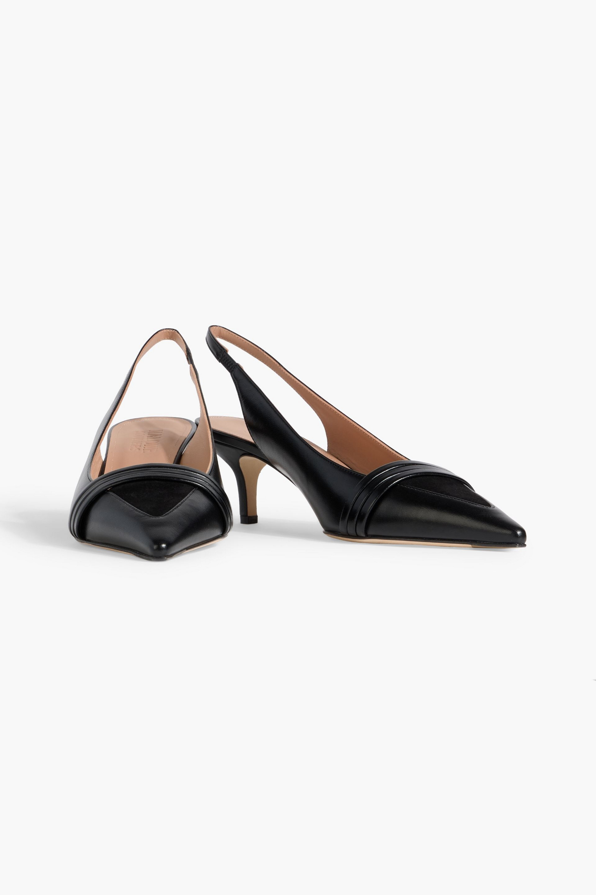 Malone Souliers Tanner 45 suede-trimmed leather slingback pumps thumbnail