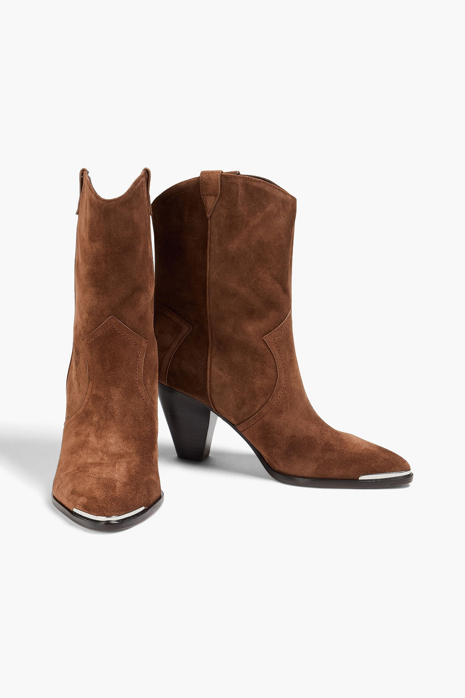  Veronica Beard - Cody Embellished Suede Ankle Boots - Brown - Us 8 