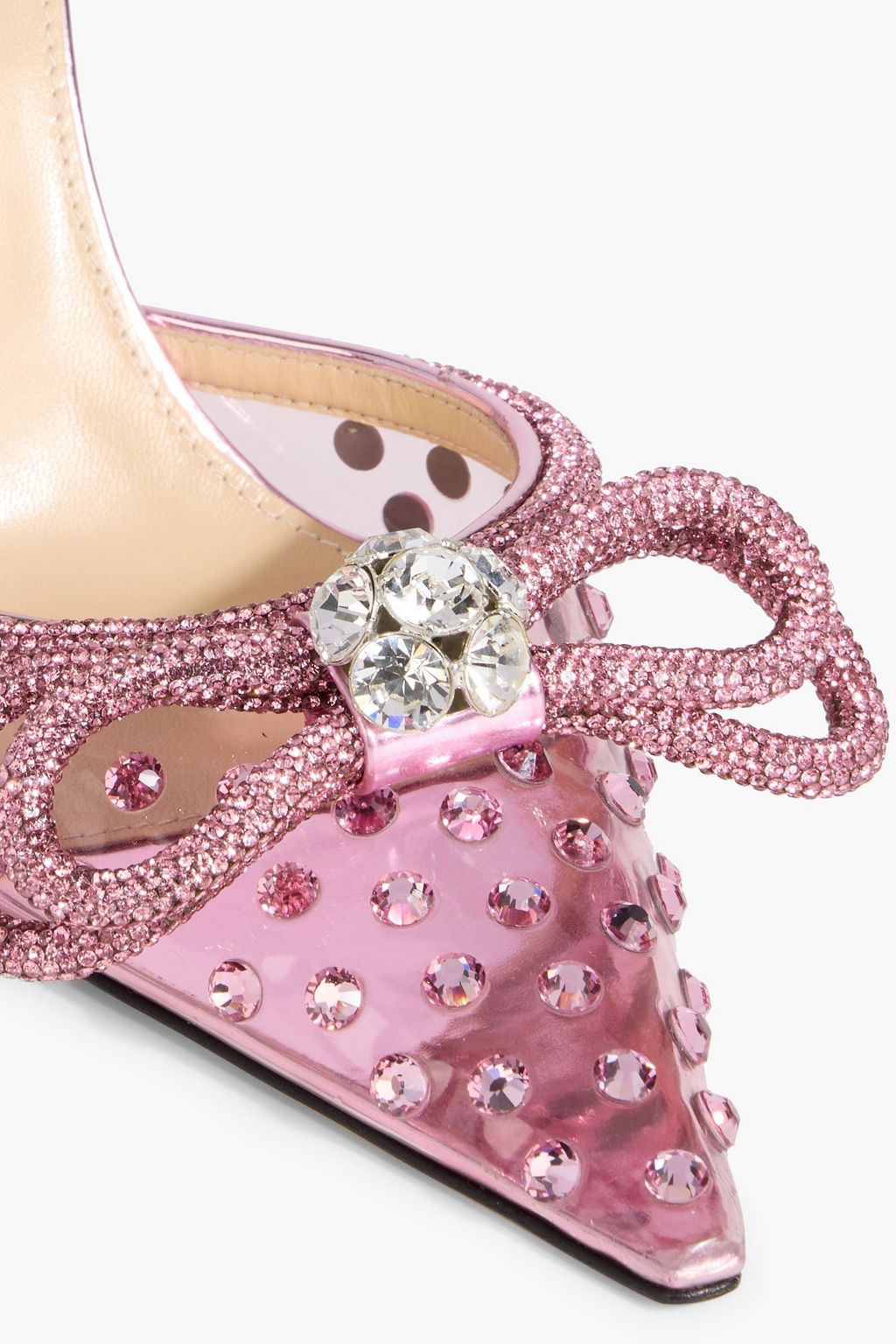 MACH & MACH Double Bow crystal-embellished PVC mules