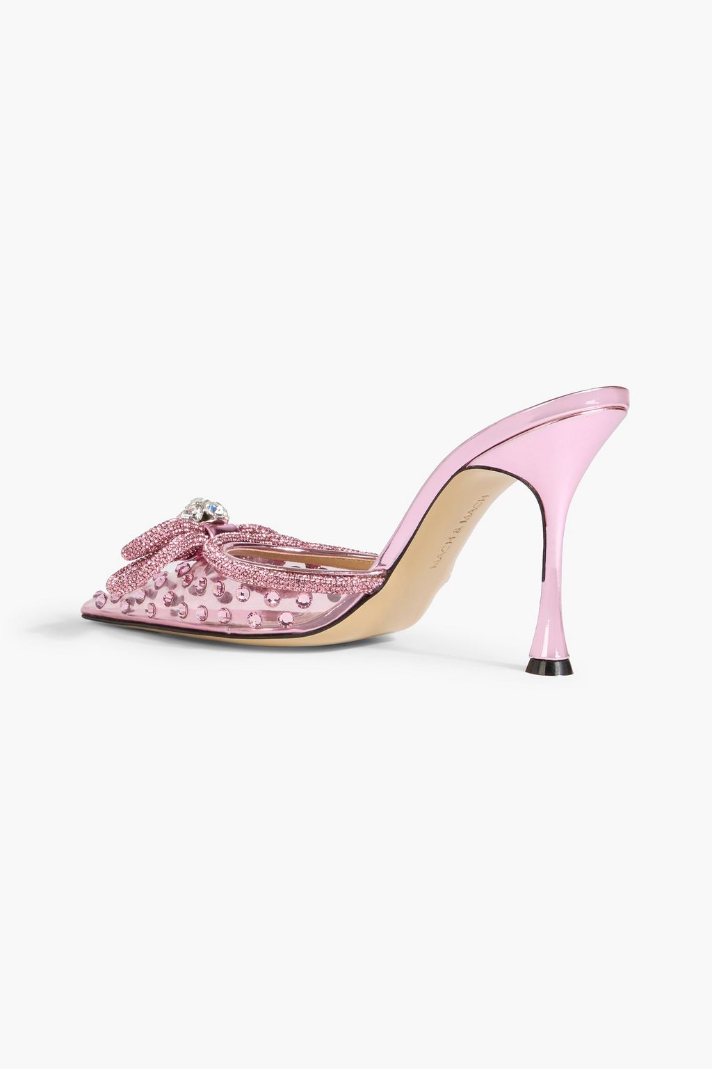 MACH & MACH Double Bow crystal-embellished PVC mules
