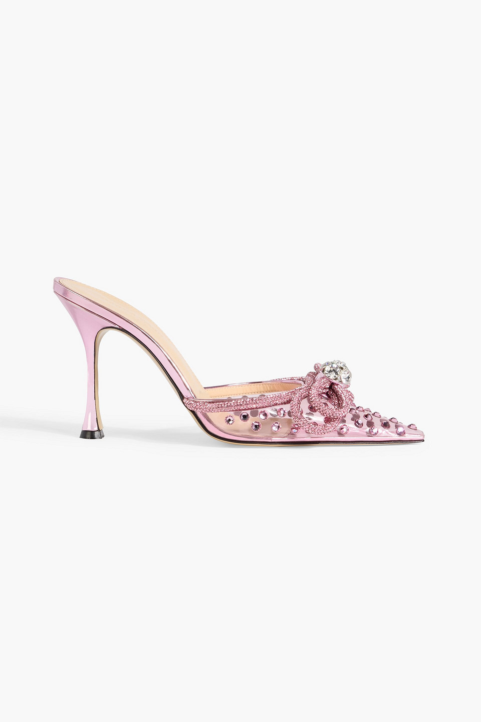 Mach&mach Double Bow Crystal-embellished Pvc Mules In Pink