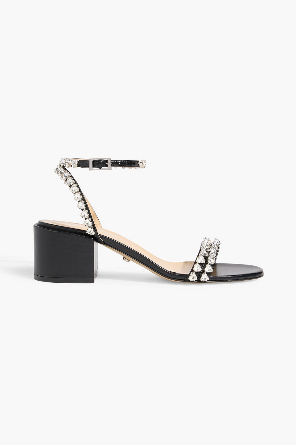 Mach&mach Audrey Crystal-embellished Leather Sandals In Black
