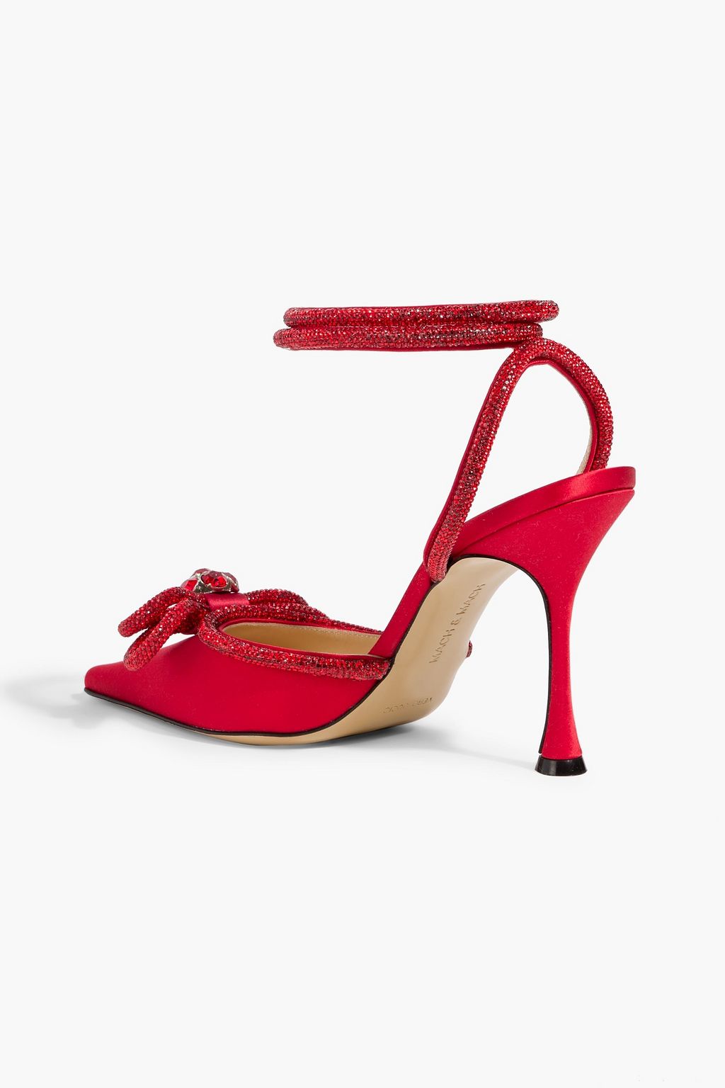 MACH & MACH Double Bow crystal-embellished satin pumps
