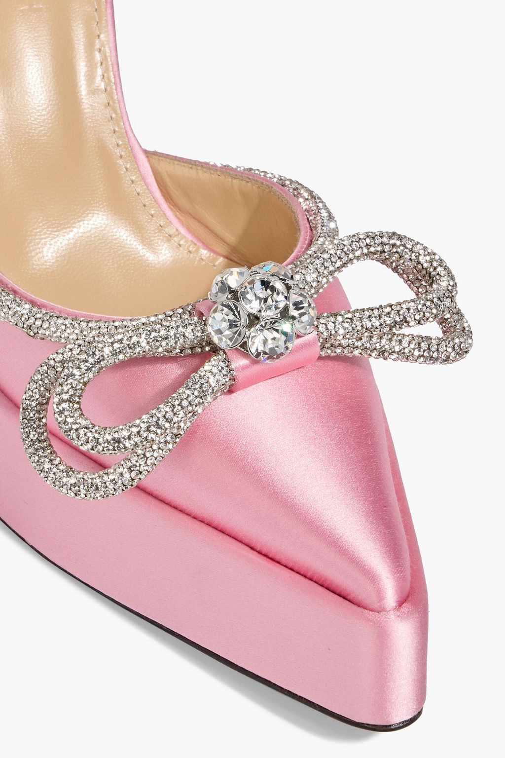 MACH & MACH Double Bow crystal-embellished satin platform pumps