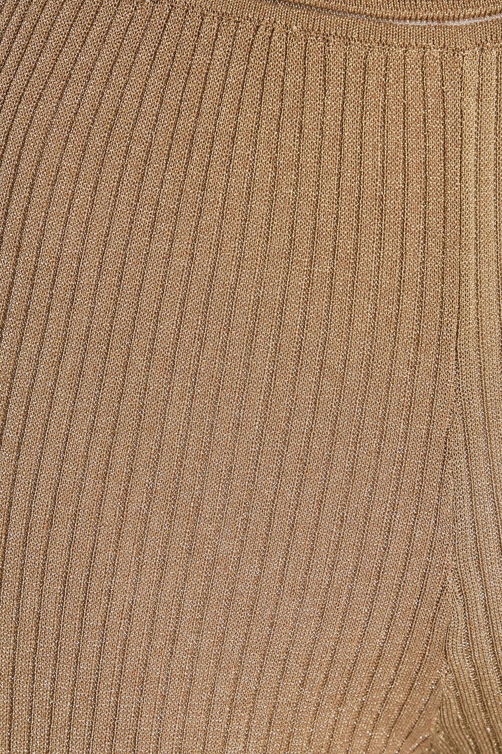 SIMKHAI Neriah metallic ribbed-knit flared pants