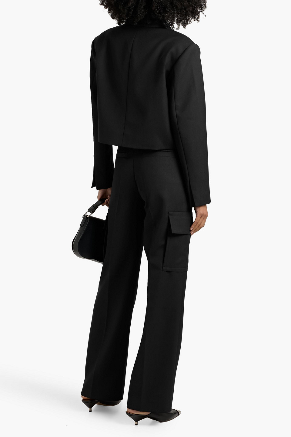 Anine Bing Dayton Cropped Grain De Poudre Jacket In Black