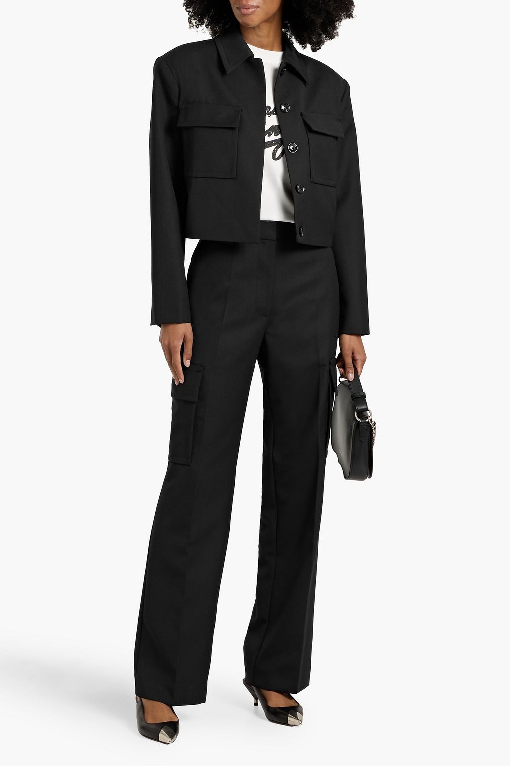 ANINE BING Dayton cropped grain de poudre jacket
