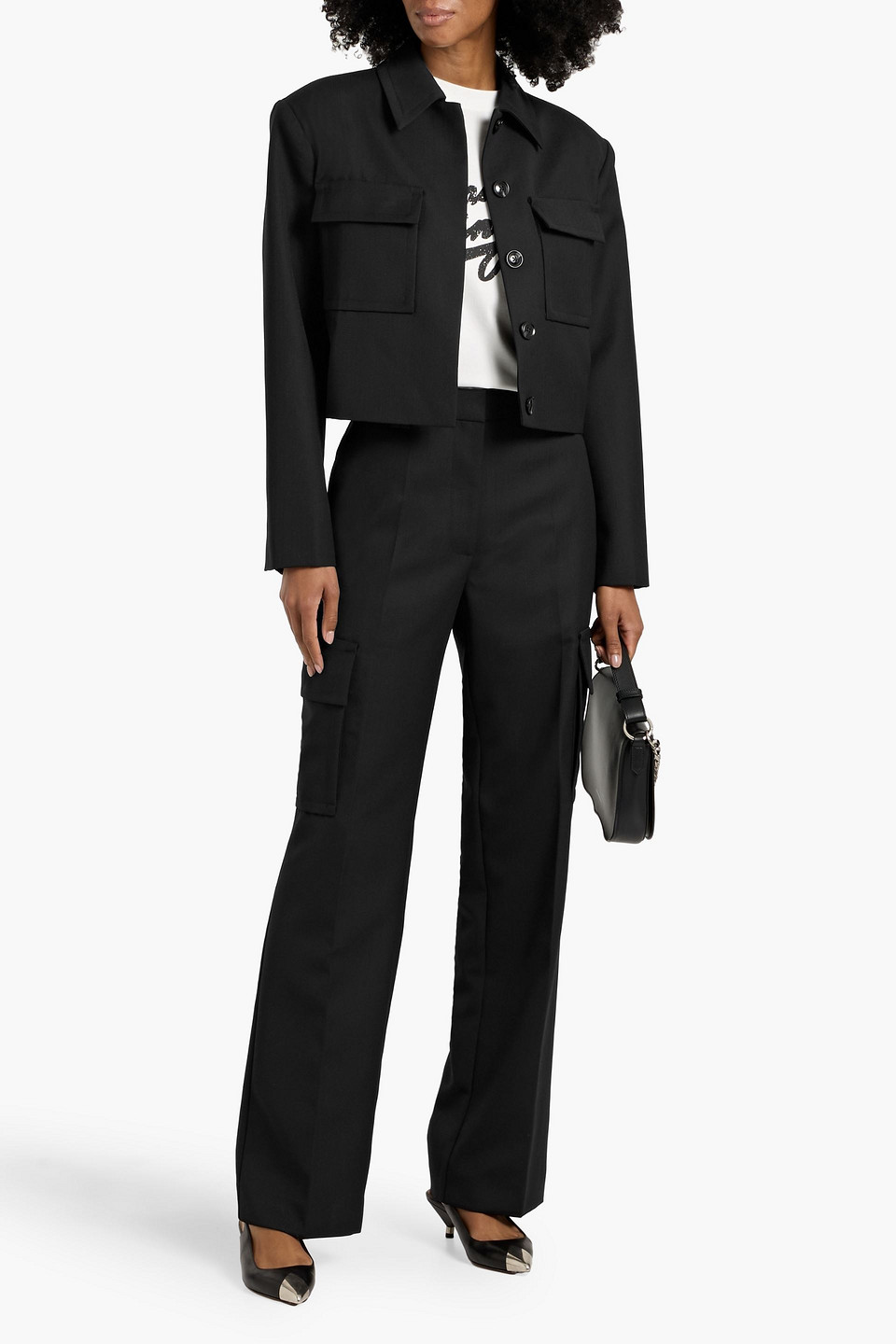 Anine Bing Dayton Cropped Grain De Poudre Jacket In Black
