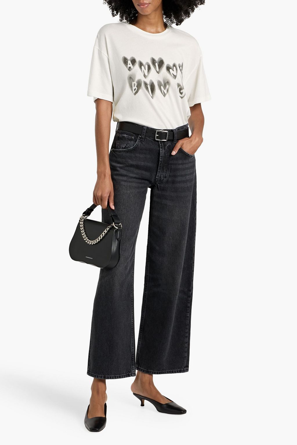 ANINE BING Cade printed cotton-jersey T-shirt