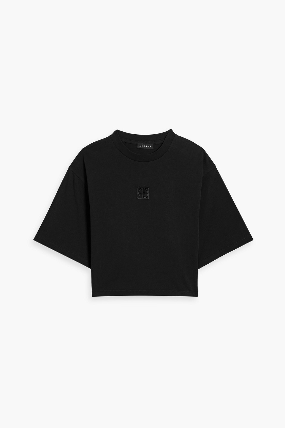Anine Bing Myers Cropped Cotton-jersey T-shirt In Black