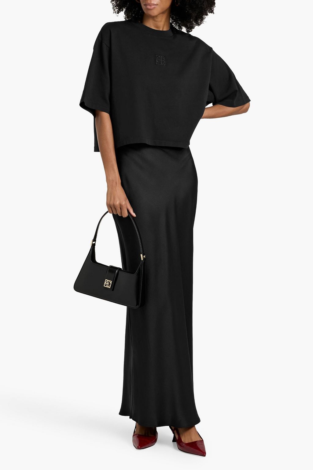 ANINE BING Bar silk maxi skirt