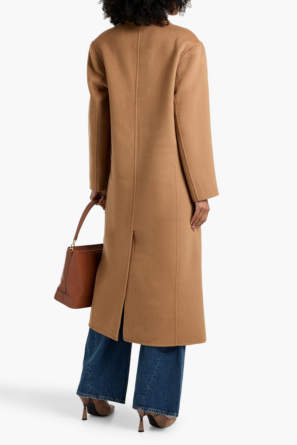 Anine Bing Quinn Wool And Cashmere-blend Felt Coat In Brown