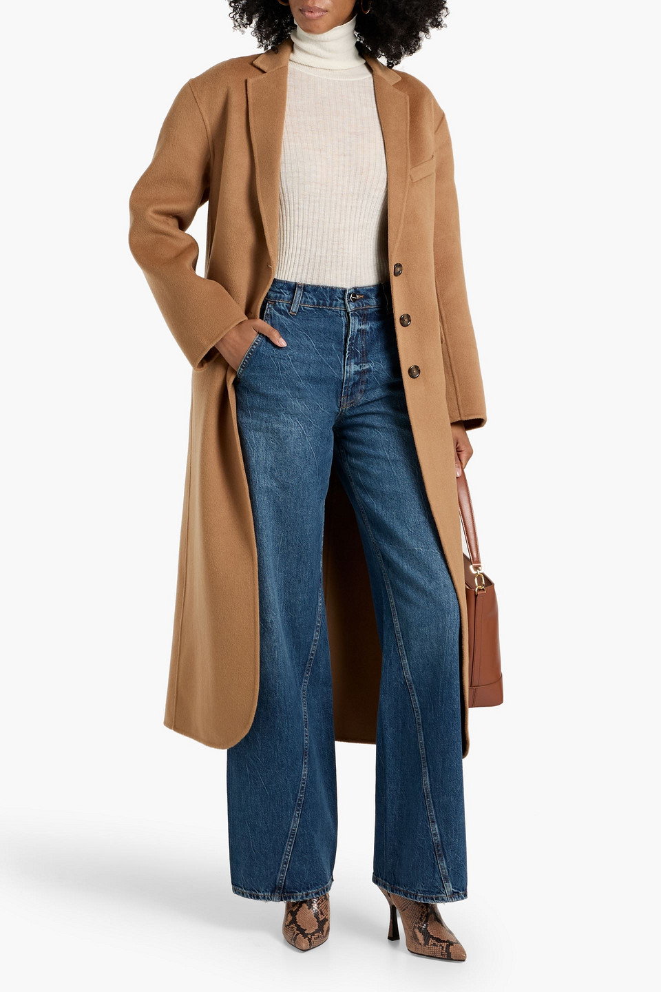 Anine Bing Quinn Wool And Cashmere-blend Felt Coat In Brown