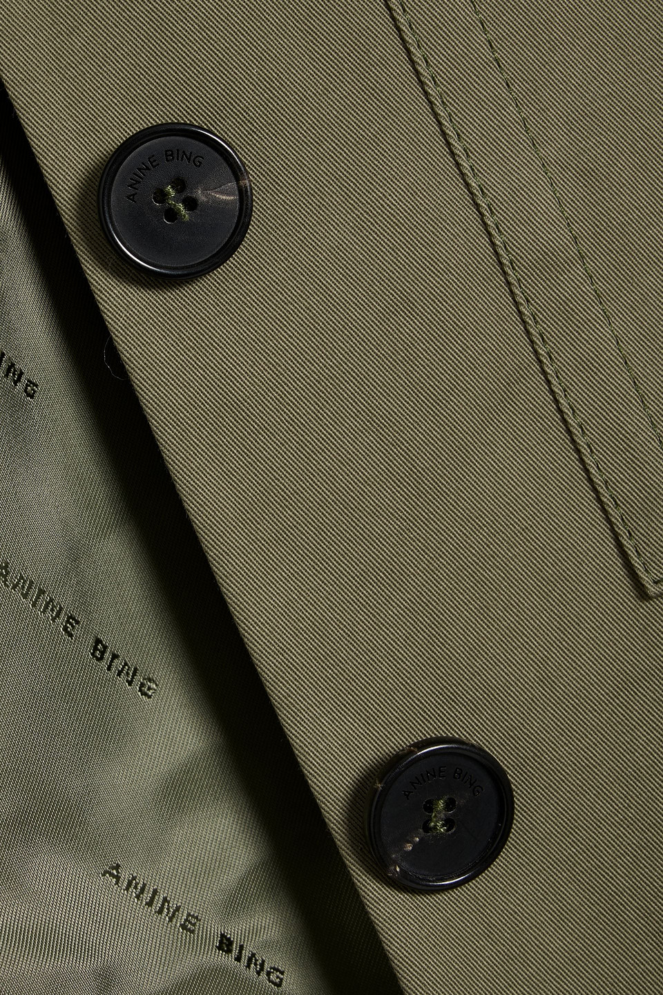 Anine Bing Dayton Cropped Cotton-twill Jacket In Green