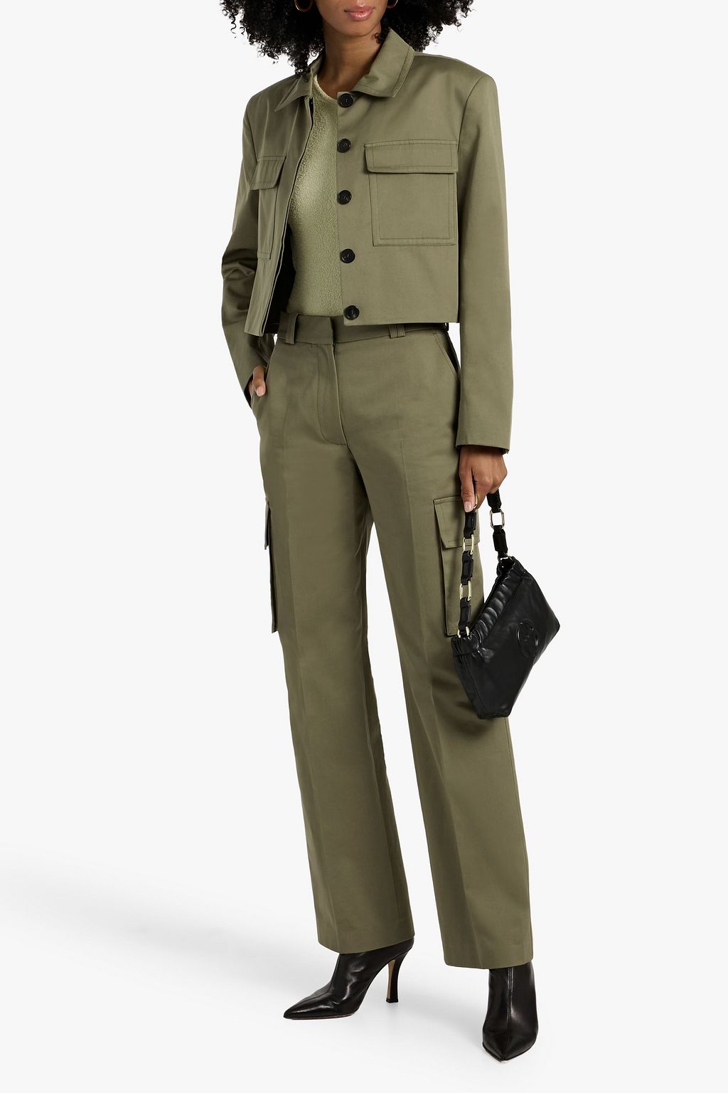 ANINE BING Dayton cropped cotton-twill jacket