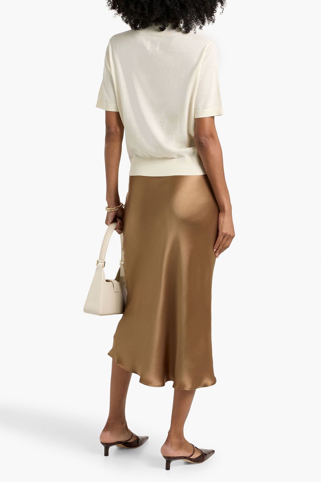 ANINE BING Bar silk-charmeuse midi skirt