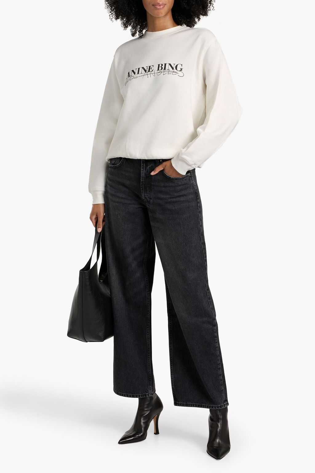 ANINE BING Ramona printed cotton-fleece sweatshirt