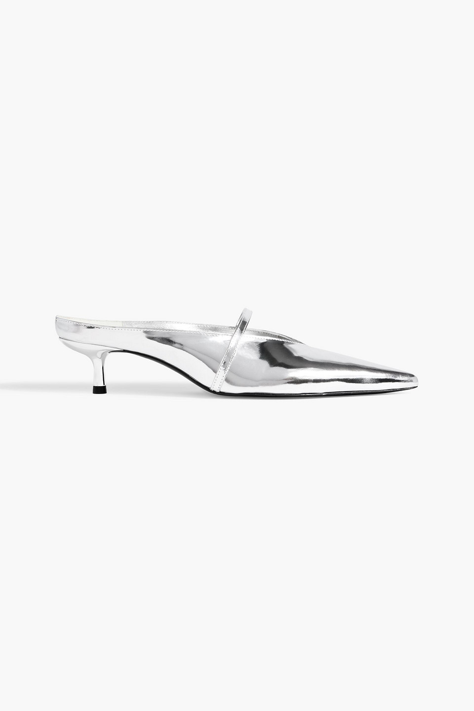 Simkhai Sylvie Mirrored-leather Mules In Silver