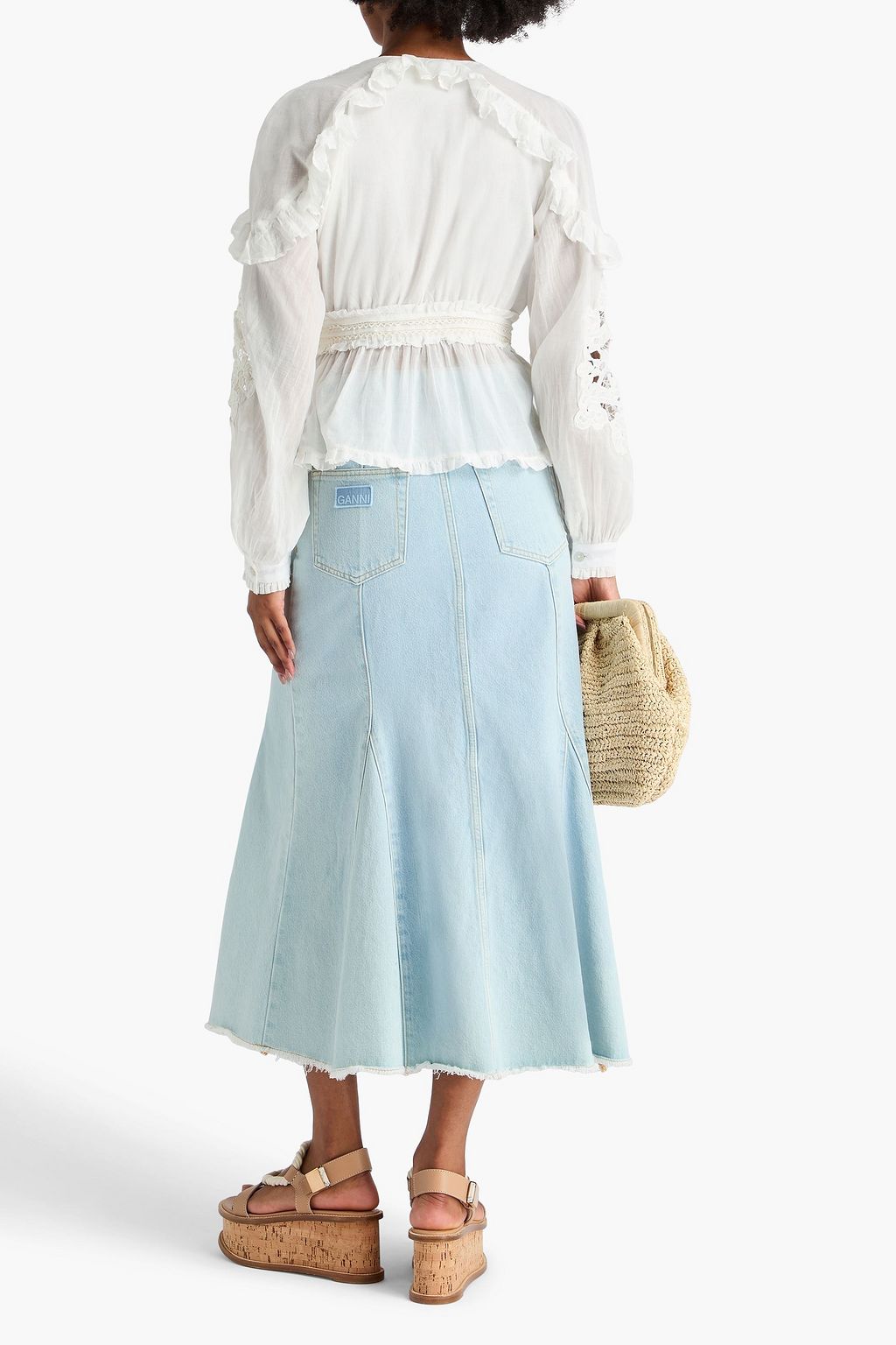 FARM RIO Cotton-mousseline wrap blouse