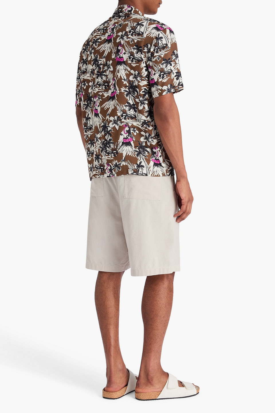  Palm Angels - Hemd „hula“ Aus Musselin Mit Print - Braun - It 48 