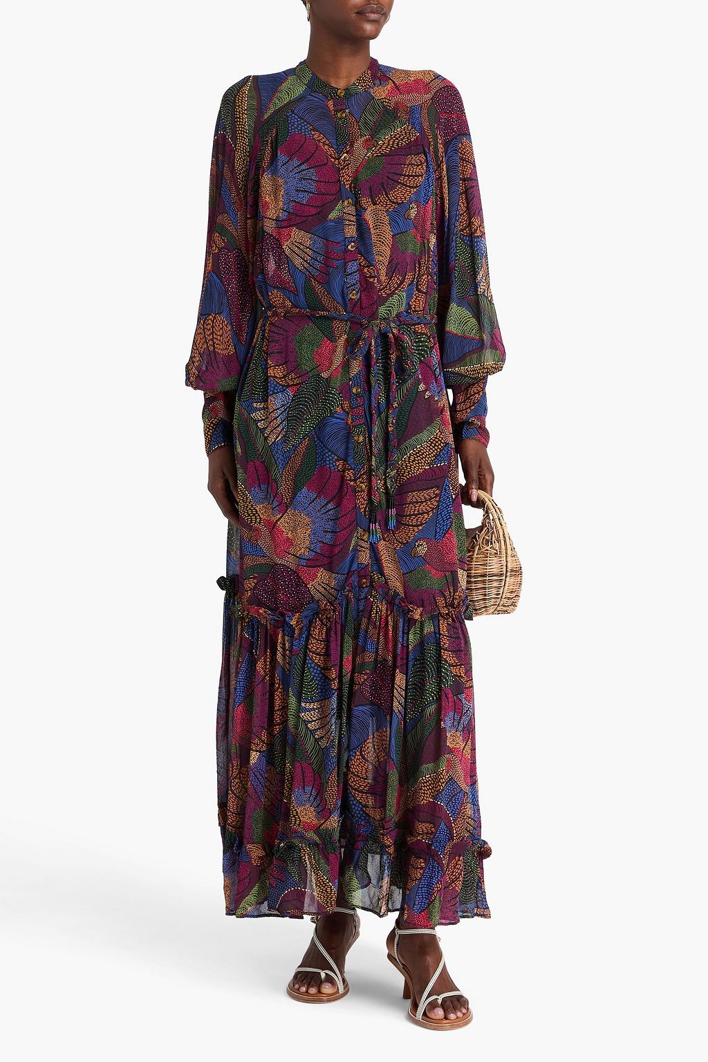 FARM RIO Maxikleid aus Georgette mit Print und Rüschen