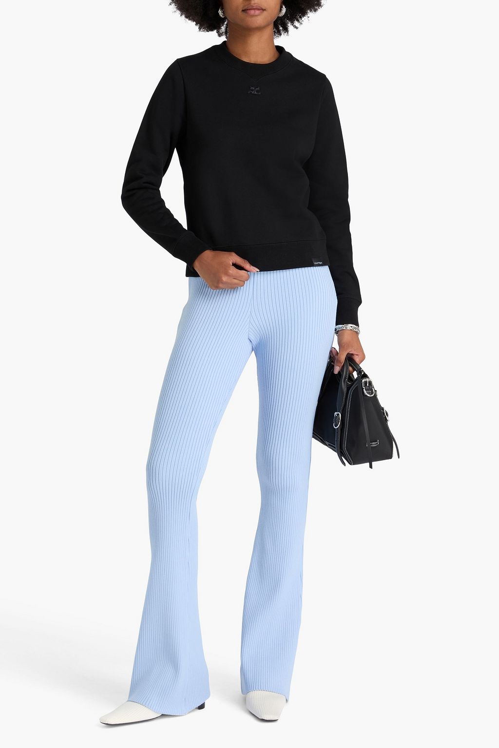 COURRÈGES سويت شيرت من القطن والصوف الناعم
