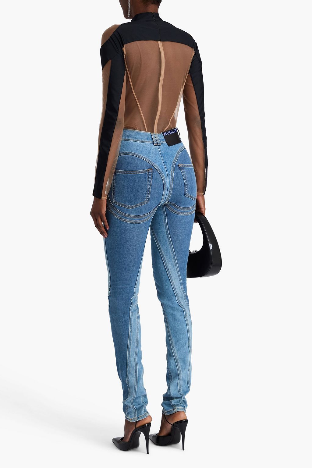 MUGLER جينز بأرجل ضيقة مرتفع الخصر وبلونين