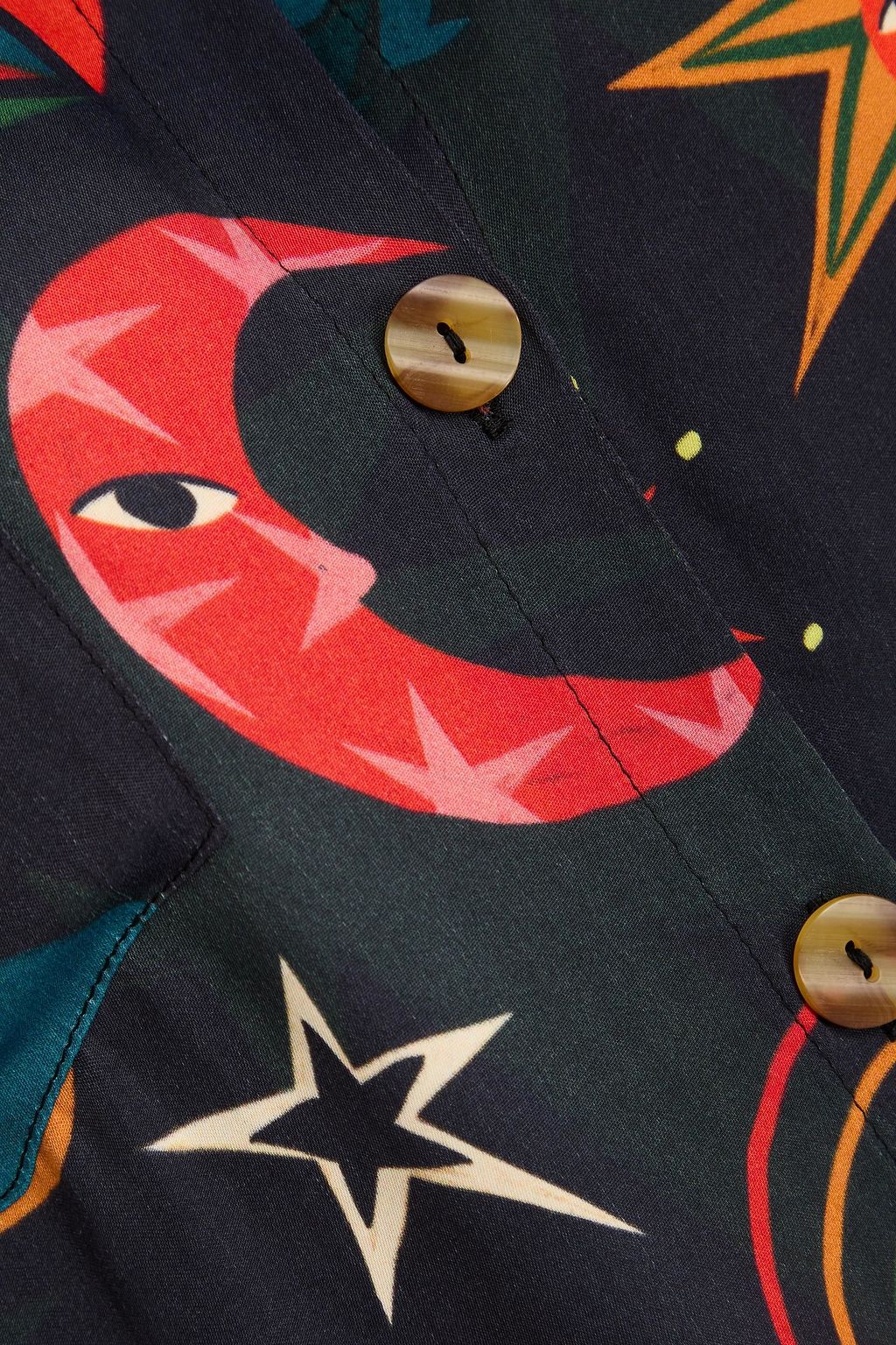 FARM RIO Hemdkleid aus glänzendem Twill in Midilänge mit Print
