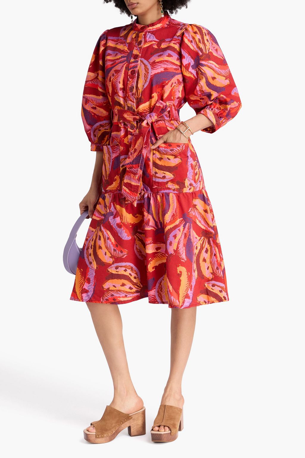 FARM RIO Bedrucktes Midikleid aus Denim