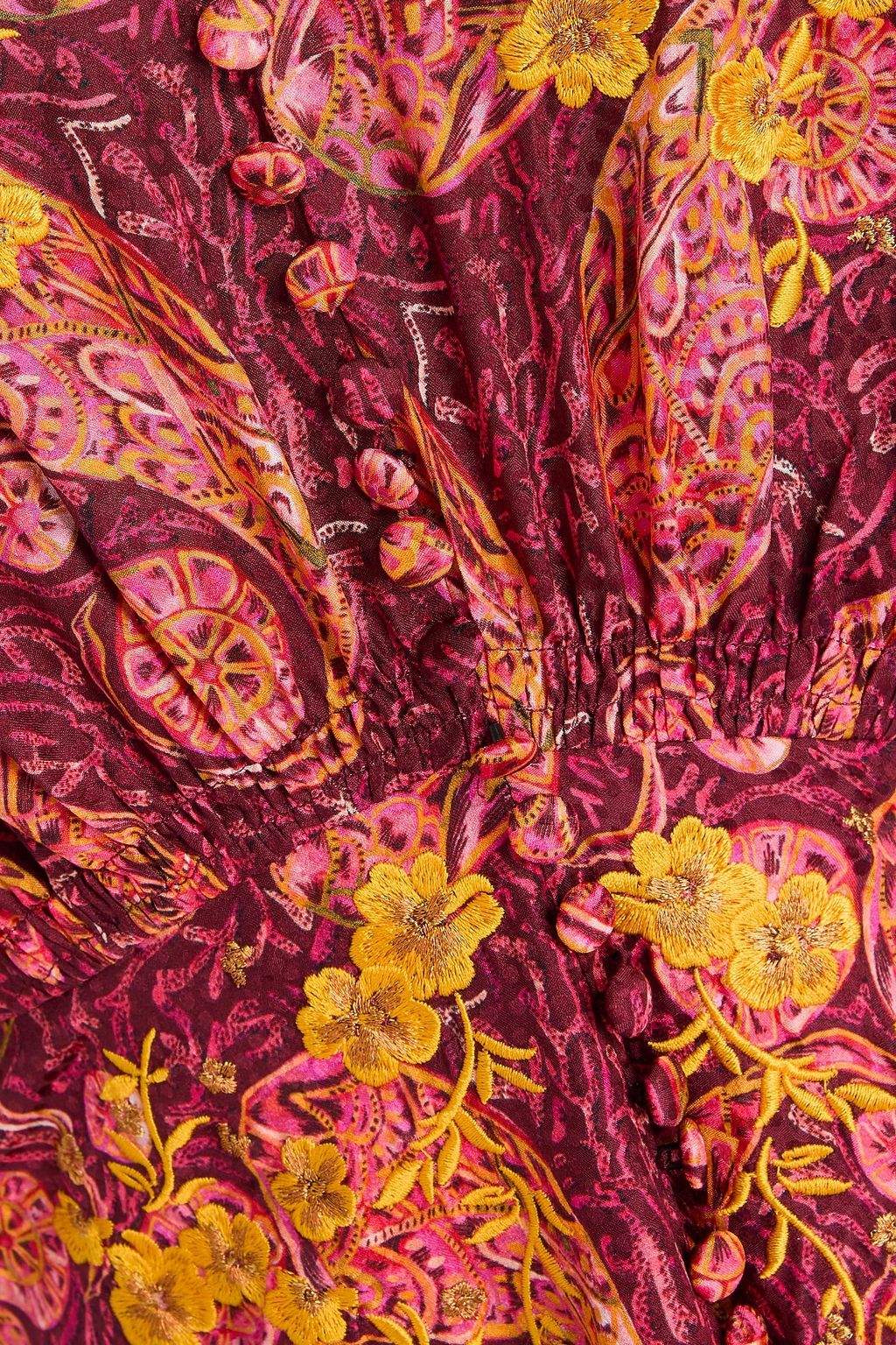 SALONI Maxikleid „Lea“ aus glänzendem Seiden-Jacquard mit Print