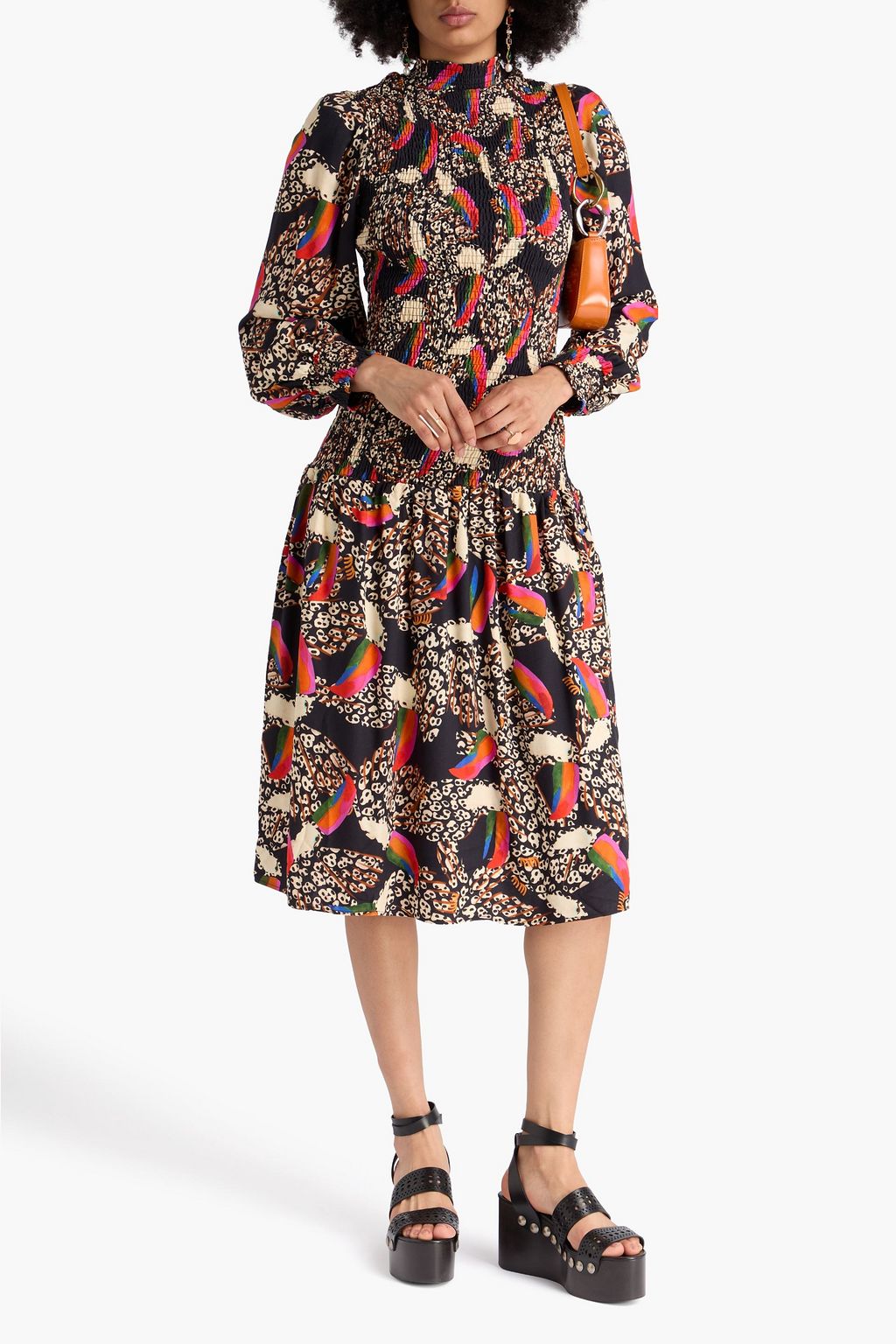 FARM RIO Printed crepe midi dress