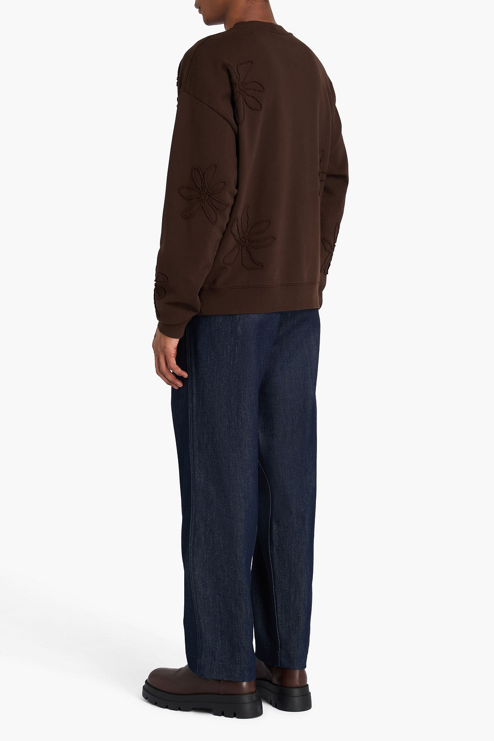 SANDRO FLORAL-APPLIQUÉD FRENCH COTTON-TERRY SWEATSHIRT