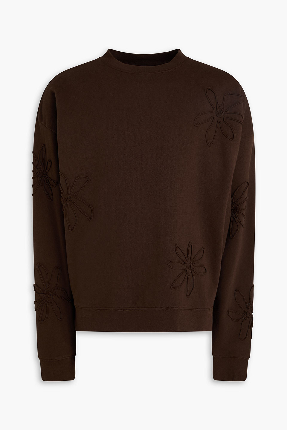 SANDRO FLORAL-APPLIQUÉD FRENCH COTTON-TERRY SWEATSHIRT