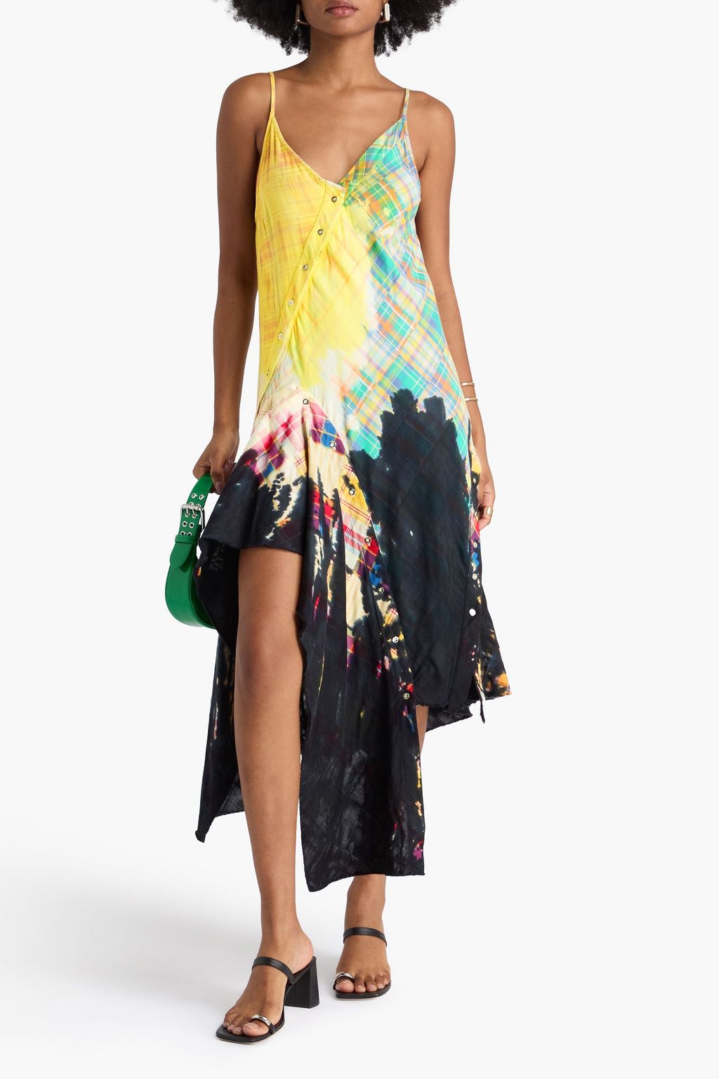 MARQUES' ALMEIDA Drapiertes Midikleid aus Baumwolle mit Print