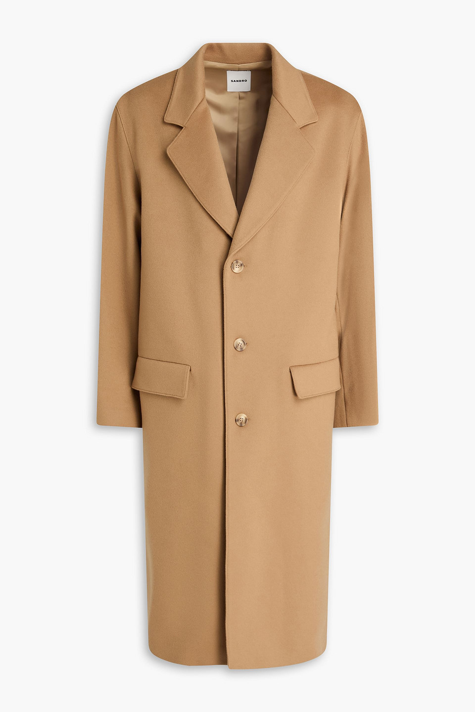SANDRO WOOL AND CASHMERE-BLEND FELT COAT
