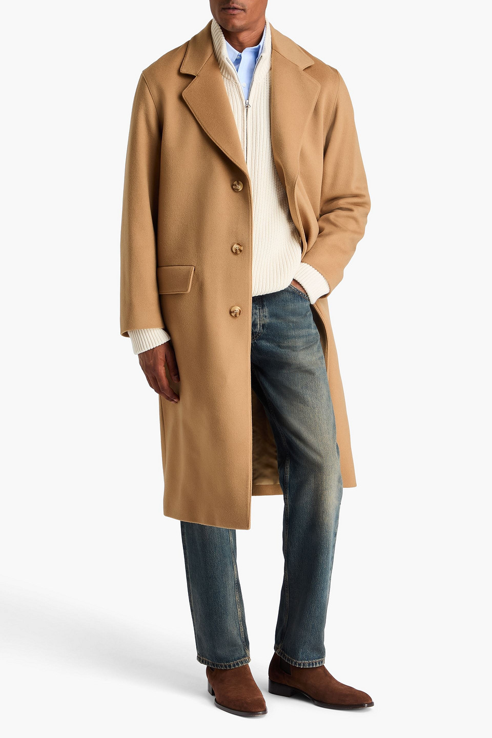 SANDRO WOOL AND CASHMERE-BLEND FELT COAT
