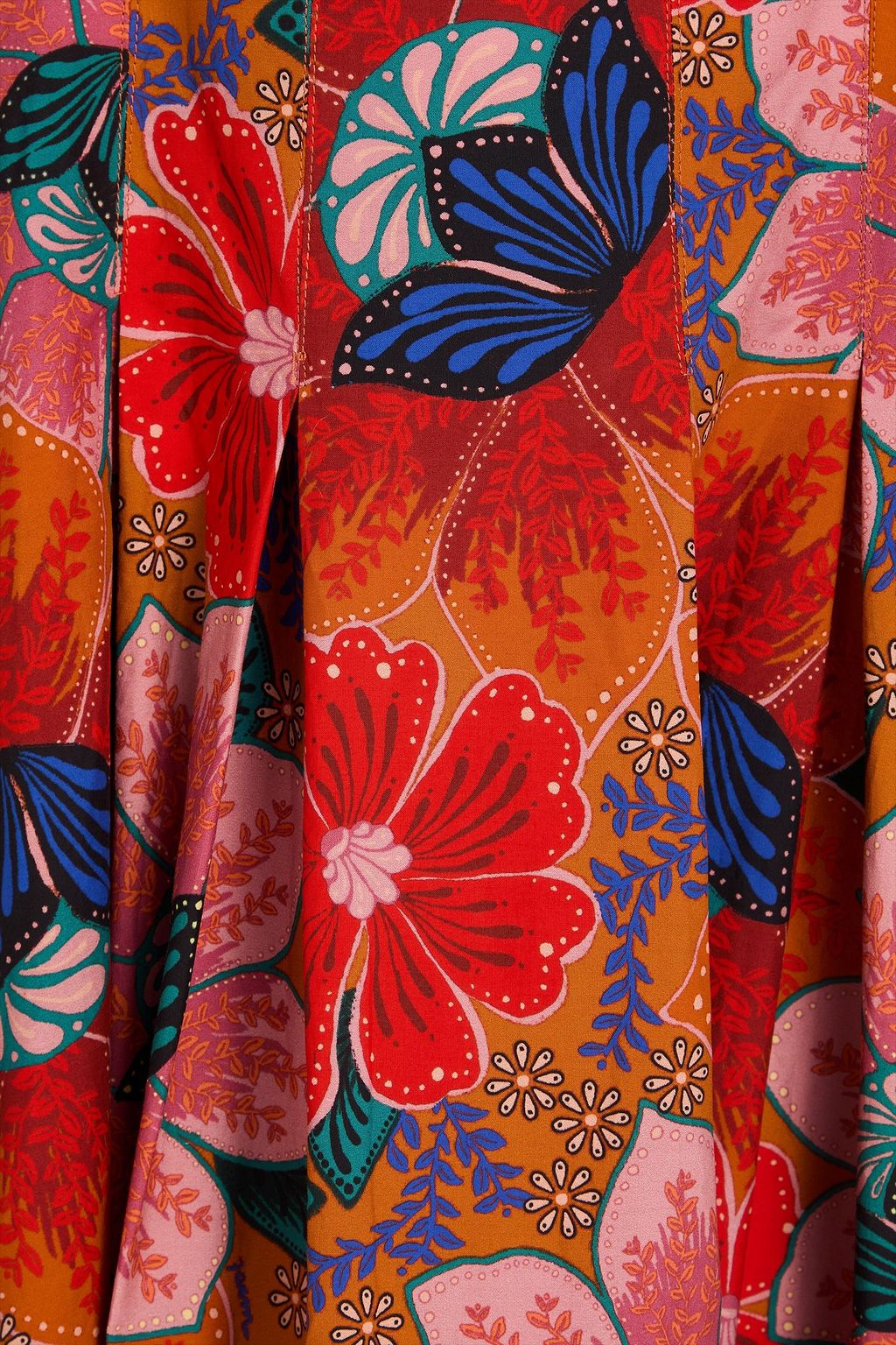 FARM RIO Midikleid aus Baumwollpopeline mit floralem Print und Cut-outs