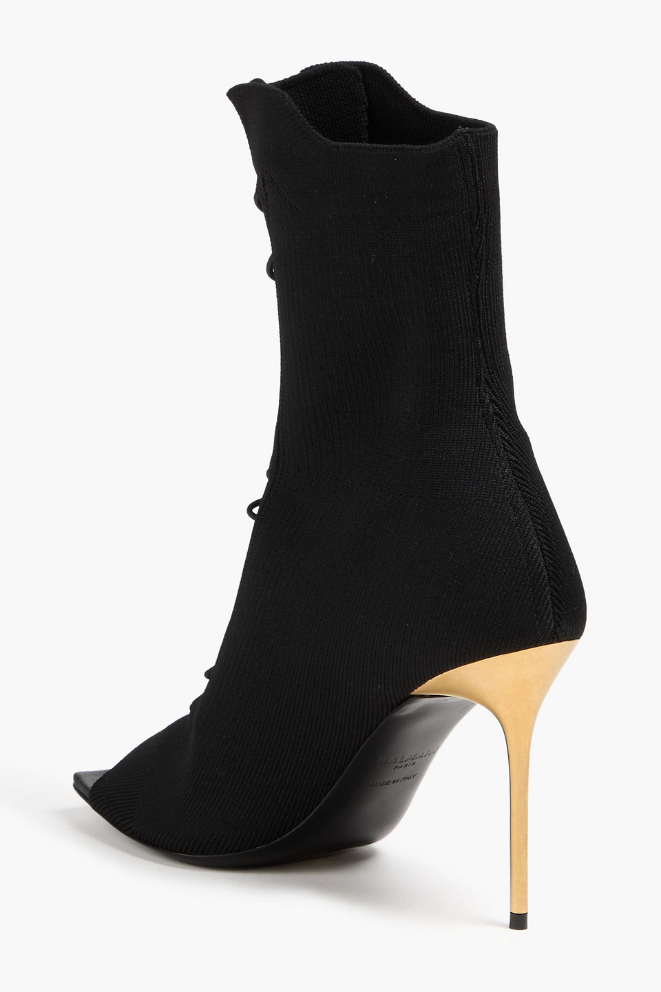  Balmain - Lace-up Stretch-knit Sock Boots - Black - Eu 37 