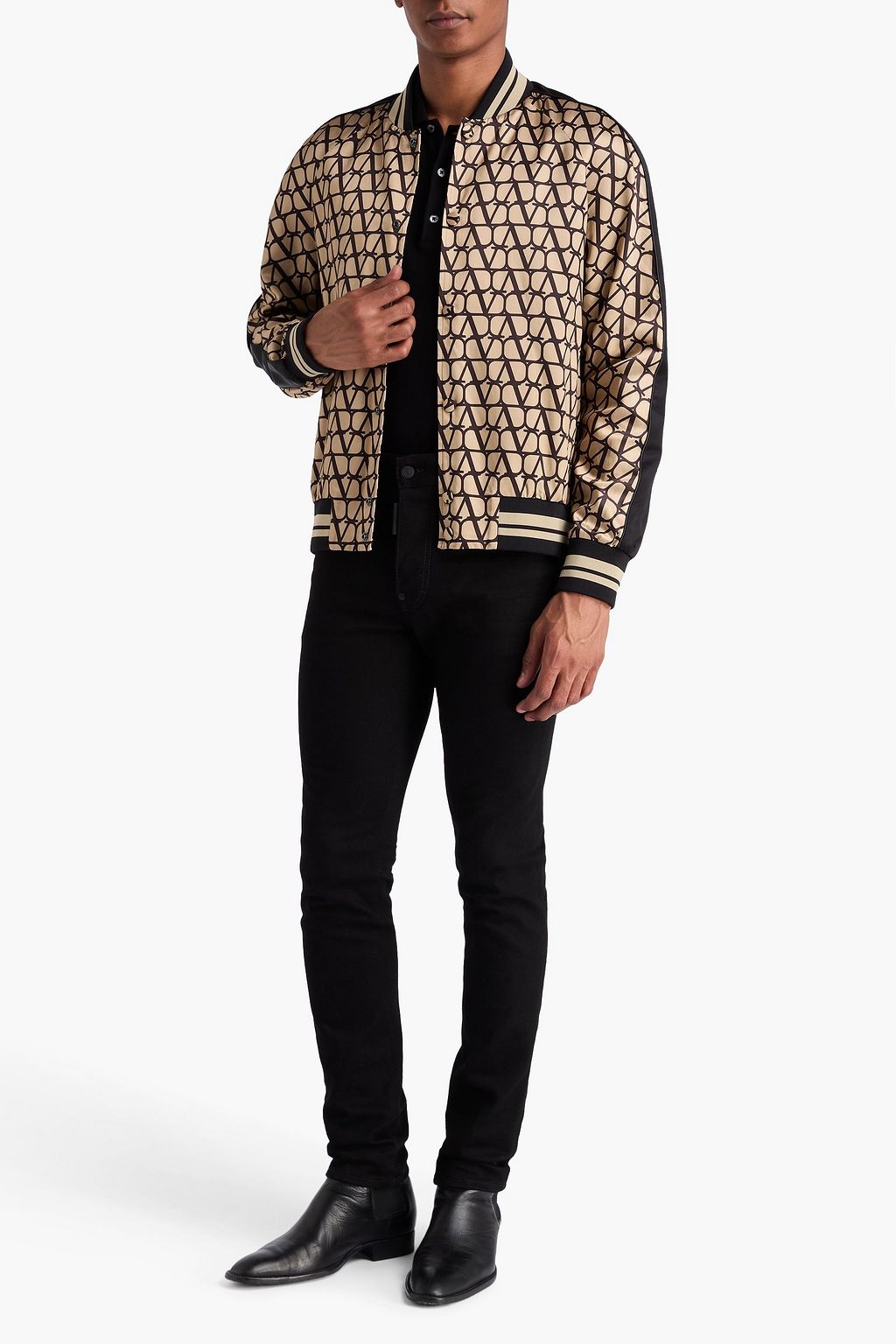 VALENTINO GARAVANI Logo-print satin bomber jacket