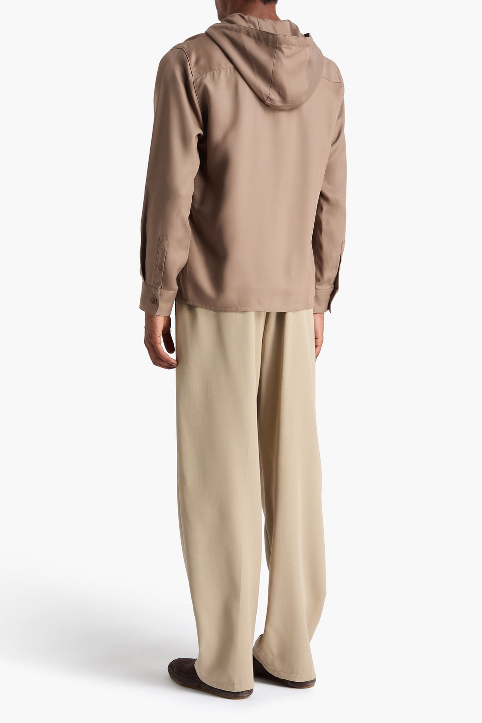 SANDRO LYOCELL-BLEND TWILL ZIP-UP HOODIE